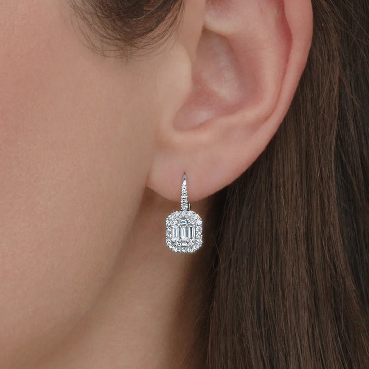 Drop Earrings with Illusion-Set Diamonds