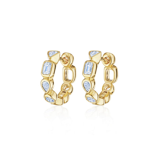 Portofino Petite Hoop Earrings with Mixed Shape Diamonds