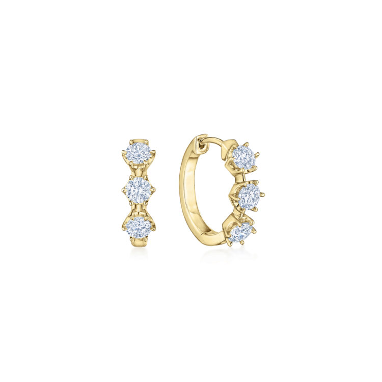 Huggie Hoop Earrings with Diamonds, 1.00 Total Carat Weight