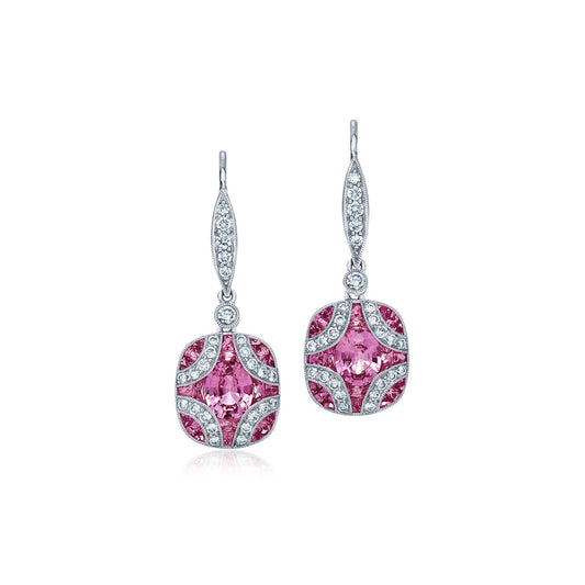 Argyle Small Drop Earrings with Pink Sapphires and Diamonds