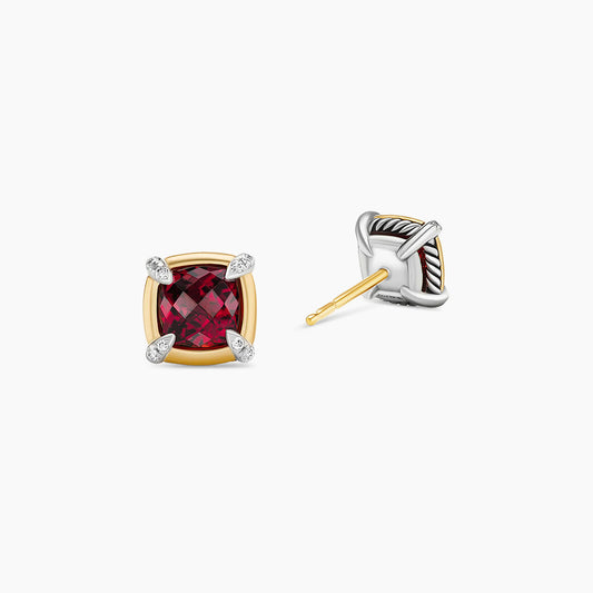 Petite Chatelaine Stud Earrings in Garnet with Diamonds Accents