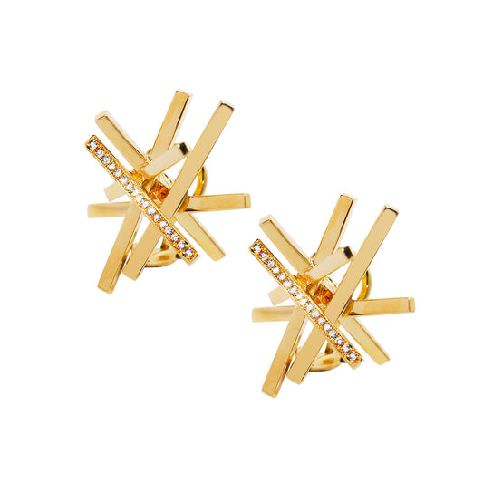 3D Heights Earrings with Diamonds