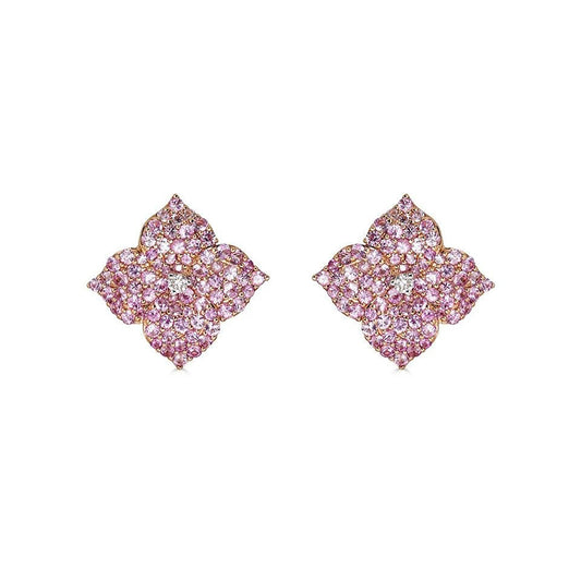 Mosaique Small Flower Earrings in Pink Sapphire
