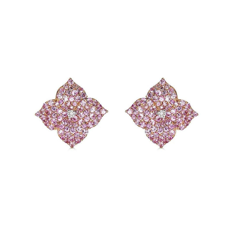 Mosaique Small Flower Earrings in Pink Sapphire