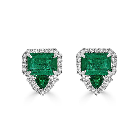 Zambian Emerald and Diamond Earrings