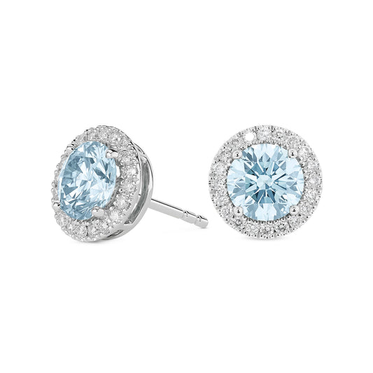 Halo Earrings | Blue with White (2.00ct)