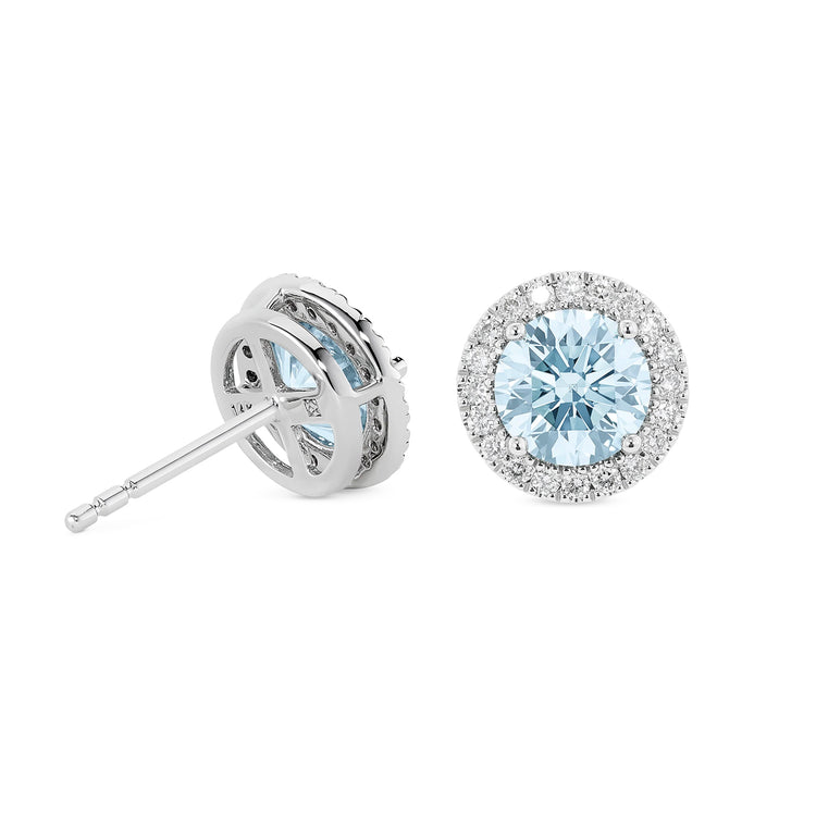 Halo Earrings | Blue with White (2.00ct)