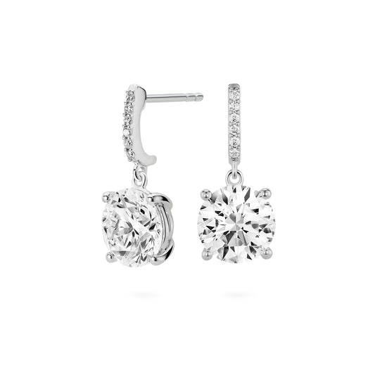 Round Brilliant Drop Earrings | White (4.00ct)