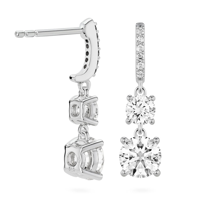 Round Brilliant Double Drop Earrings | White (2.00ct)