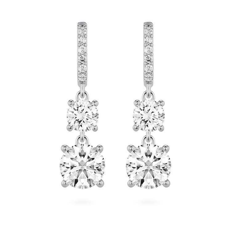 Round Brilliant Double Drop Earrings | White (2.00ct)