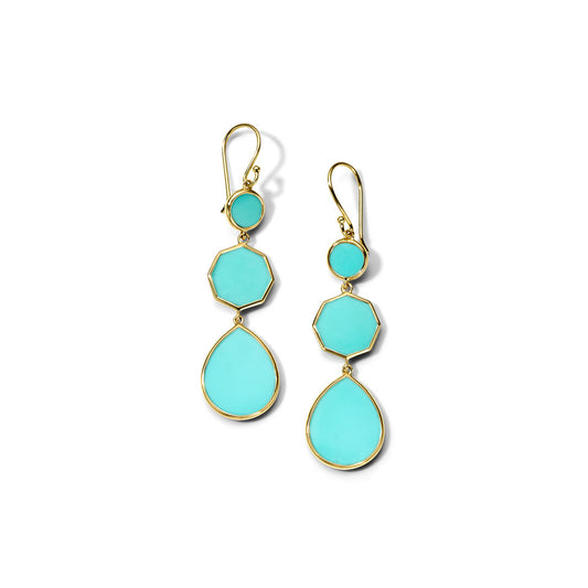 Turquoise Polished Rock Candy Crazy 8's Earrings
