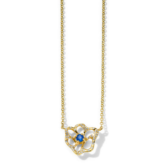 Blue Sapphire & Diamond Stardust Drizzle Flora Necklace