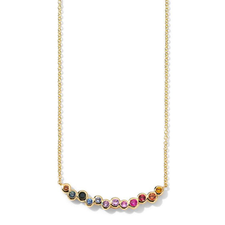 Rainbow Sapphire Starlet Medium Bar Necklace