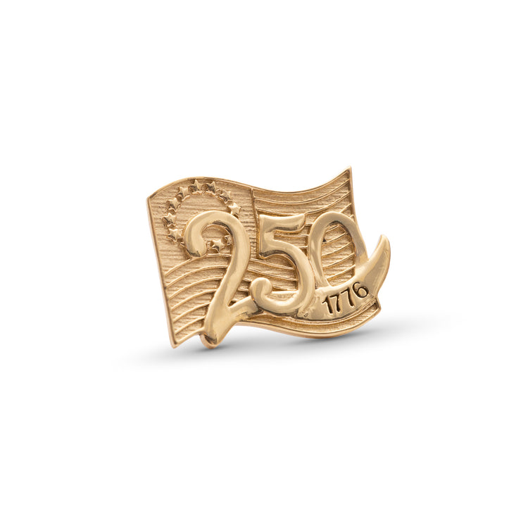 14K Yellow Gold America 250 Flag Commemorative Pin