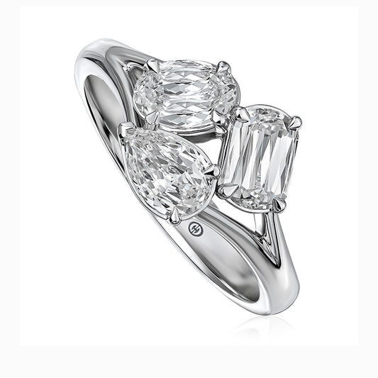 14k White Gold Three Stone Ring