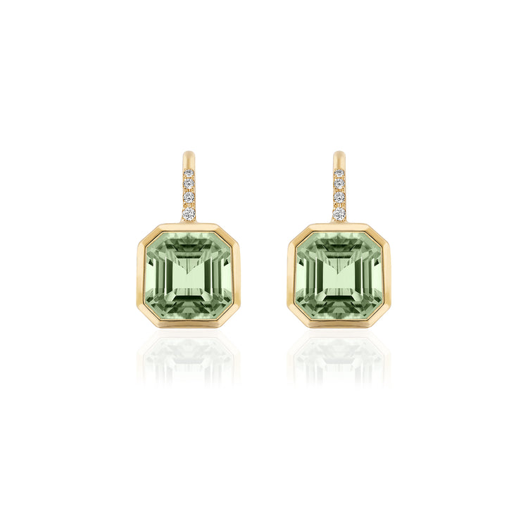 Prasiolite Earrings with Diamonds