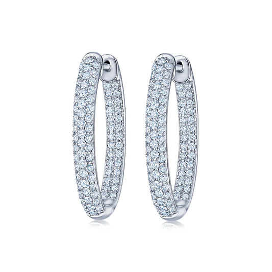 Oval Hoop Earrings with Pavé Diamonds