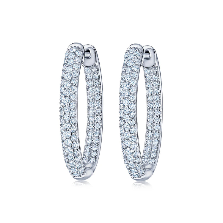 Oval Hoop Earrings with Pavé Diamonds