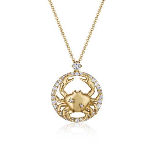 Zodiac Cancer Pendant with Diamonds