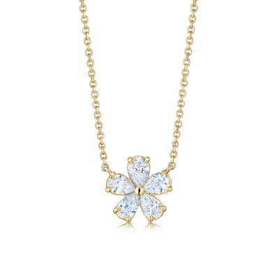 Floral Pendant with Pear Shape Diamonds