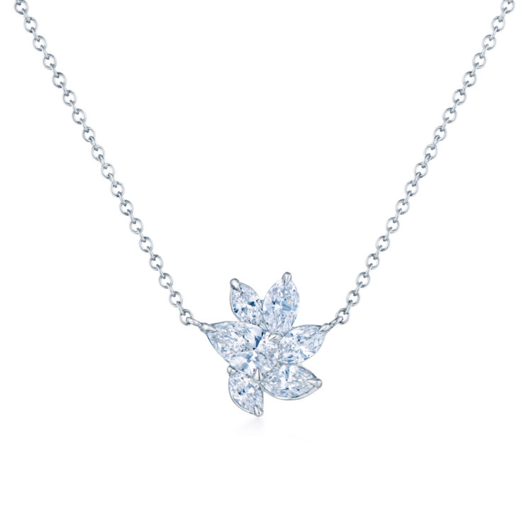 Petal Pendant with Pear Center Stone