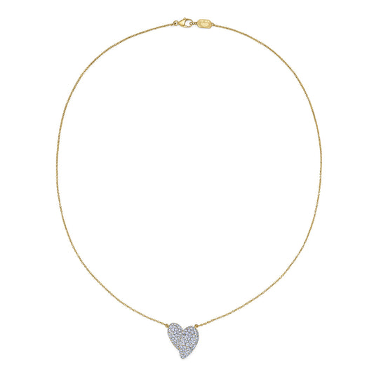 Stylized Heart Pendant with Pavé Diamonds