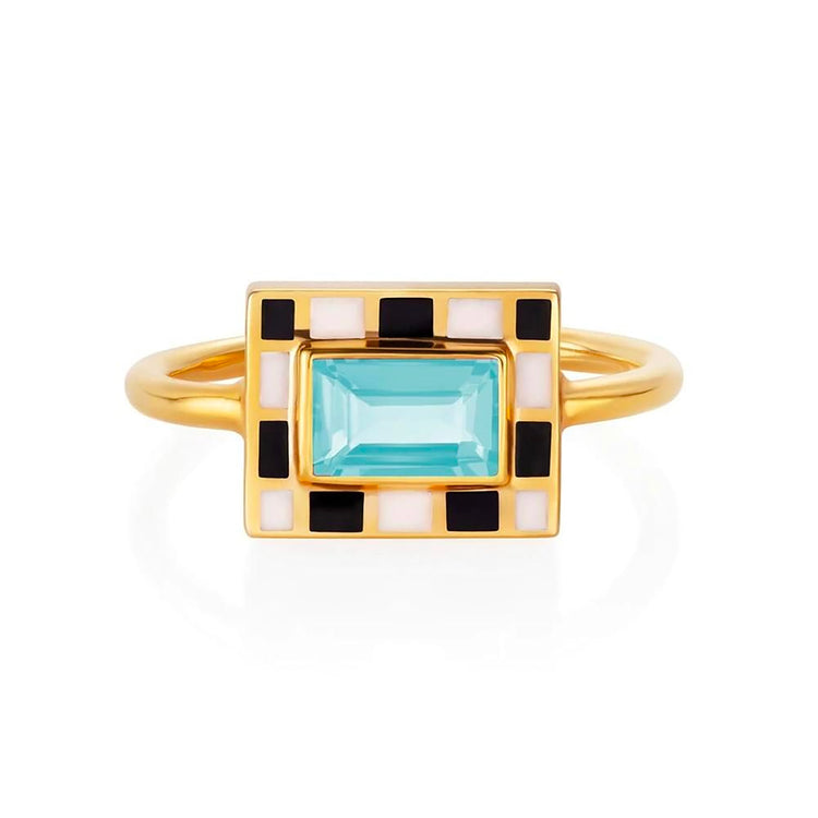 Blue Topaz Lets Play Chess Good Move Ring