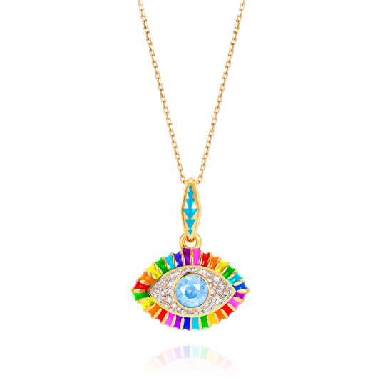 Blue Topaz and Diamond Life in Color Eye Pendant