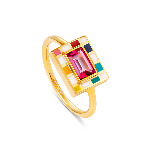 Mini Pink Topaz Colorful Lets Play Chess Good Move Ring