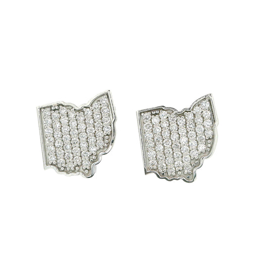 14k White Gold OSU Lab Grown DIamond Earrings