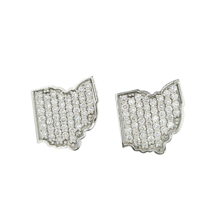 14k White Gold OSU Lab Grown DIamond Earrings