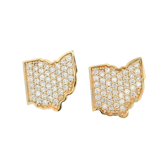 14k Yellow Gold OSU Lab Grown DIamond Earrings