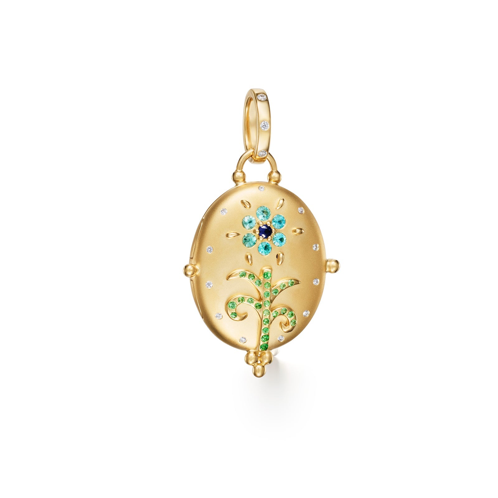 18K Small Paraiba Primavera Locket by Temple St. Clair | Diamond Cellar