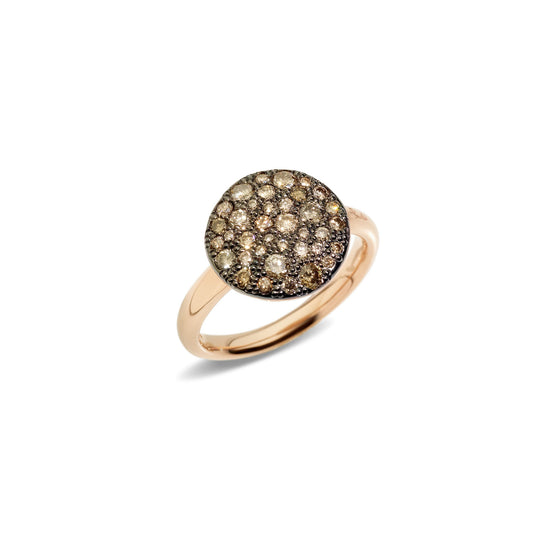 Small Sabbia Ring with Brown Diamonds