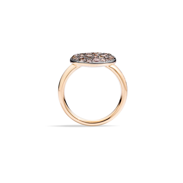 Small Sabbia Ring with Brown Diamonds