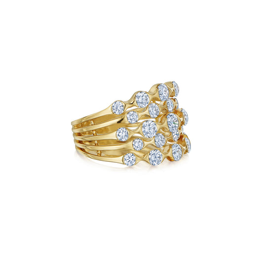 Zen Five-Row Ring with Diamonds