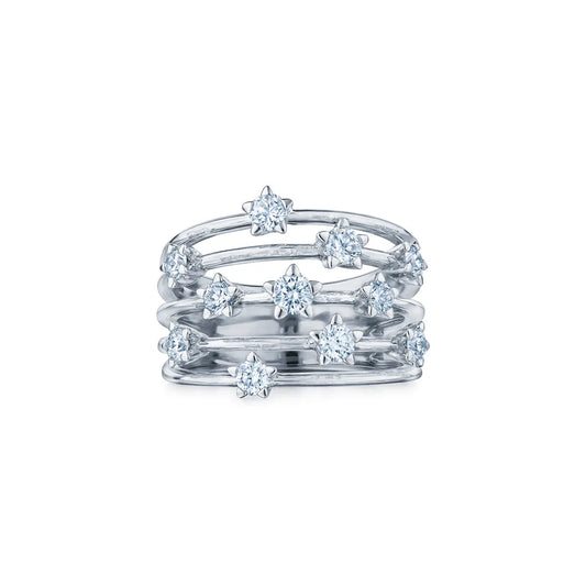 Five-Row Ring with Star-Set Diamonds