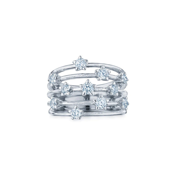 Five-Row Ring with Star-Set Diamonds