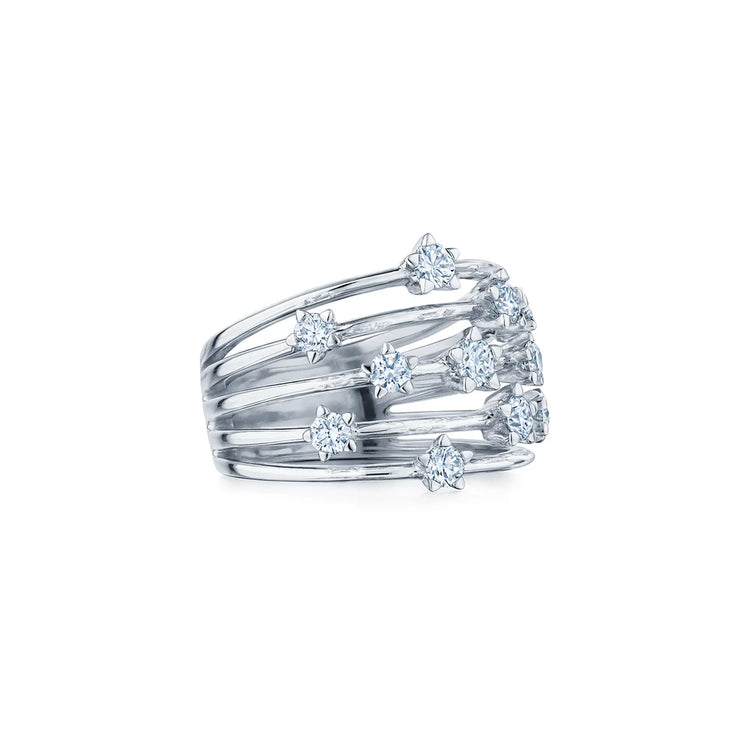 Five-Row Ring with Star-Set Diamonds
