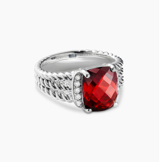 Garnet and Diamond Wheaton Ring