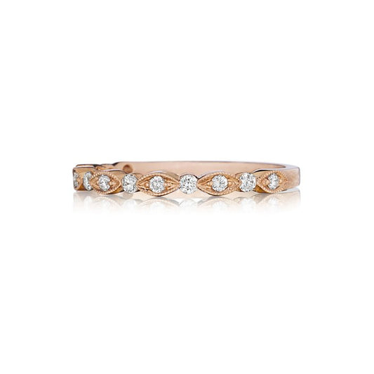Delicate Bead Set Diamond Band with Round and Marquise Detailing