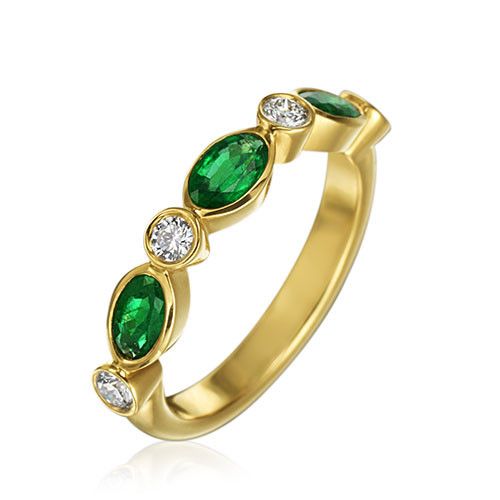 18KYG EMERALD AND DIAMOND MARBELLA RING