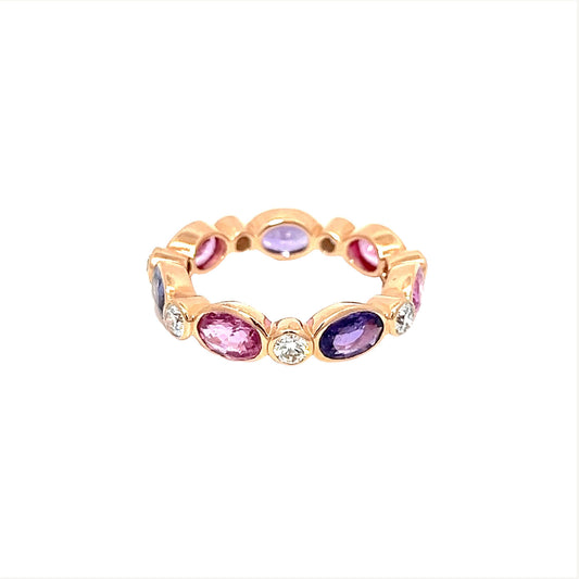 Pink & Purple Sapphire Ring with Diamonds