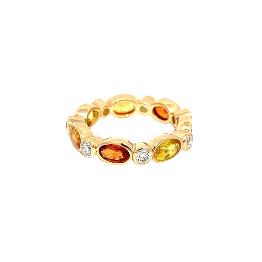 Yellow & Orange Sapphire Ring with Diamonds