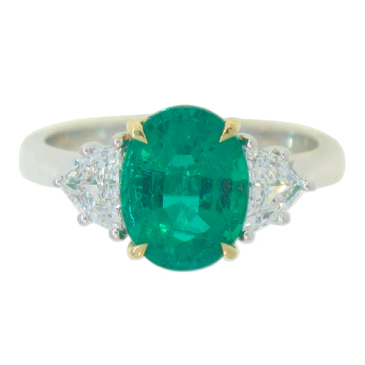 Emerald & Diamond 3-Stone Ring