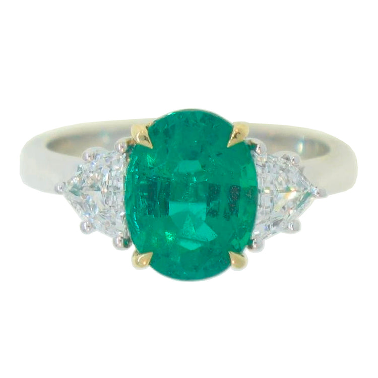 Emerald & Diamond 3-Stone Ring