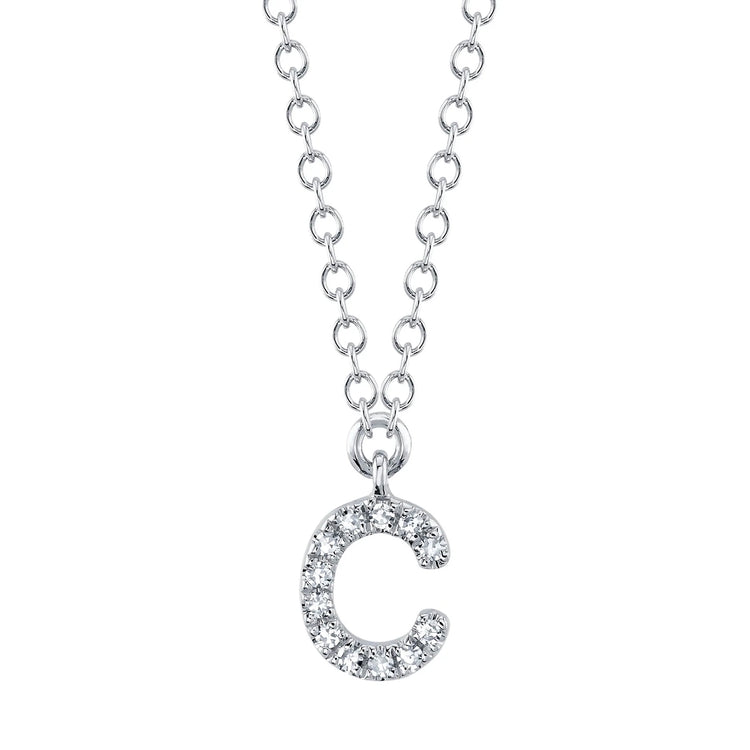Diamond Initial Pendant - Letter C