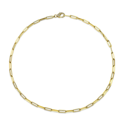 Diamond Paperclip Link Necklace