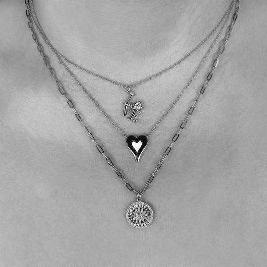 "Love" Necklace with Bezel Set Diamond
