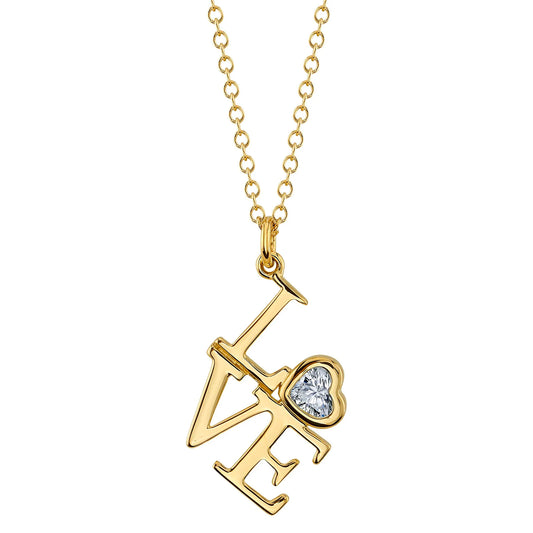 "Love" Necklace with Bezel Set Diamond